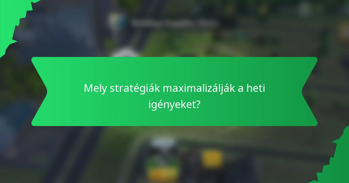 Mely stratégiák maximalizálják a heti igényeket?